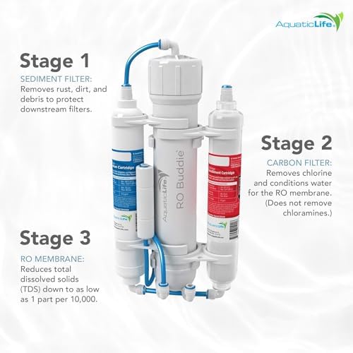 Aquatic Life RO Buddie 3-Stage Aquarium Water Filter System, Reverse Osmosis RO Filtration Unit for Fish Tank, Fountains, and More, 100 GPD (Gallons Per Day) - Image 6