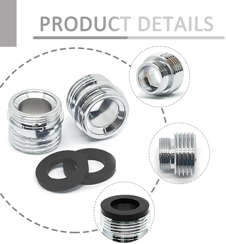 2 Pcs 20mm Male to G1/2 Male Thread Metal Faucet Adaptor,Brass Kitchen Sink Aerator Adapter,For Connecting Water Filter,Garden Hose,With Gaske - Image 3