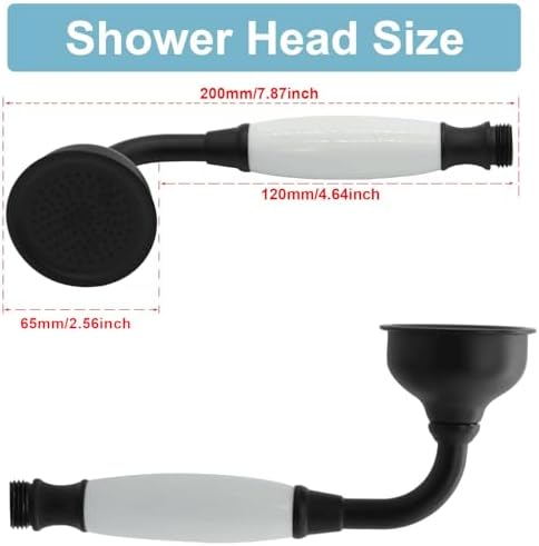 HOMEDEC Vintage Handheld Shower Head with 59" Flexible Hose, Black - Image 4