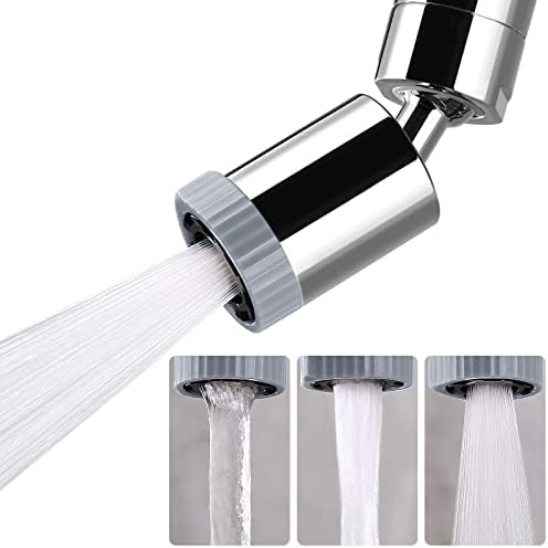 Swivel Faucet Aerator,3-function Faucet Nozzle,360° Big Angle Rotate Kitchen Sink Faucet Attachment,Faucet Extender for Kitchen 55/64 inch Female Thread,Kitchen Sink Aerator Chrome by Chiataoma