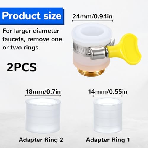 2 Pcs Faucet Hose Adapter, Kitchen Sink Faucet Adapter to Garden Hose Compatible with Multi-Water Filters, with 14-24mm Inner Diameter - Image 2