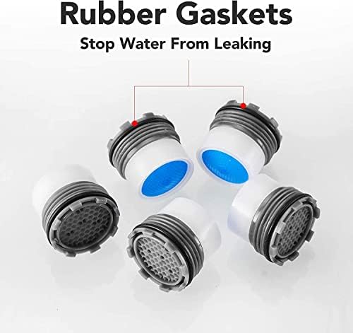 5 Pieces Faucet Aerator - Insert Water Tap Aerators Faucet Flow Restrictor Replacement Parts for Bathroom or Kitchen, 1.2GPM，16.5mm/0.64Inch - Image 3