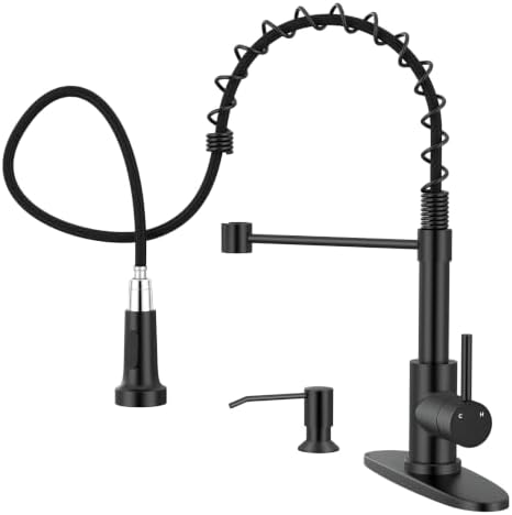WEWE Utility Sink Faucet with Sprayer and Soap Dispenser, Matte Black by WEWE