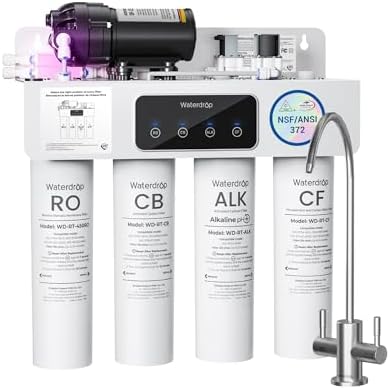 [Dual Flow] Waterdrop WD-T4-A Alkaline pH+ Reverse Osmosis Water Filter, NSF/ANSI 372 Certified, 10-Stage, 450GPD Tankless Undersink RO Filtration System, 2:1 Pure to Drain, BPA Free, Plug-in required by Waterdrop