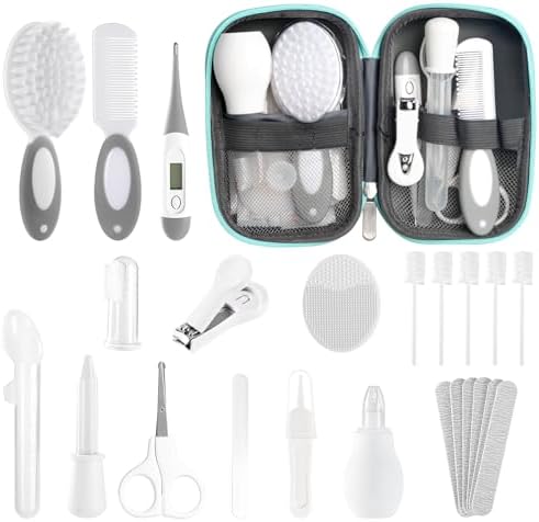 Baby Healthcare and Grooming Kit for Newborn Kids, 24PCS Upgraded Safety Baby Care Kit, Newborn Nursery Health Care Set, Baby Care Product (Grey White) by POPYJAN