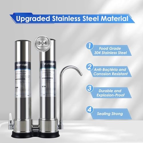VORTOPT F9 Countertop Water Filter, Stainless Steel Water Filter for Sink - Image 5