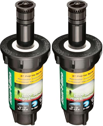 Rain Bird 1802HEVN15 High Efficiency Professional Pop-Up Sprinkler, Adjustable 0° - 360° Pattern, 8' - 15' Spray Distance, 2" Pop-up Height (Pack of 2) by RainBird