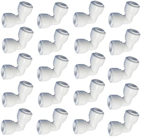 1/4" RO Tubing 90-Degree Elbow Connector, Push-to-Connect Fittings for RO/DI Water Filter Systems & Aquariums (20 Pack) by Unknown