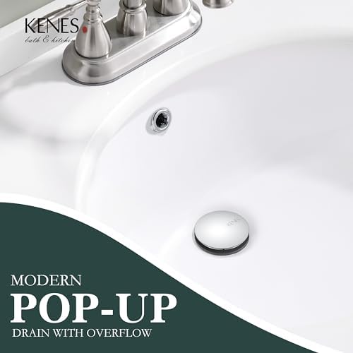 KENES Chrome Pop Up Bathroom Sink Drain Assembly with Overflow - Image 2