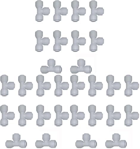 Malida 1/4" Tee 3 Way Tube Quick Connect Push Fit RO Water Reverse Osmosis System set of 10 (Pack of 3) by MALIDA