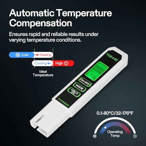 VIVOSUN TDS Meter, 3 in 1 TDS, EC & Temperature Meter, Accurate Digital Water Quality Tester for Drinking Water, Aquarium, Hydroponics, RO/DI System, Swimming Pool, White - Image 3