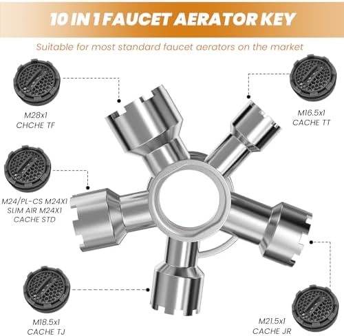 Heavy-Duty 10-in-1 Faucet Aerator Removal Tool Universal Metal Aerator Key - Image 2