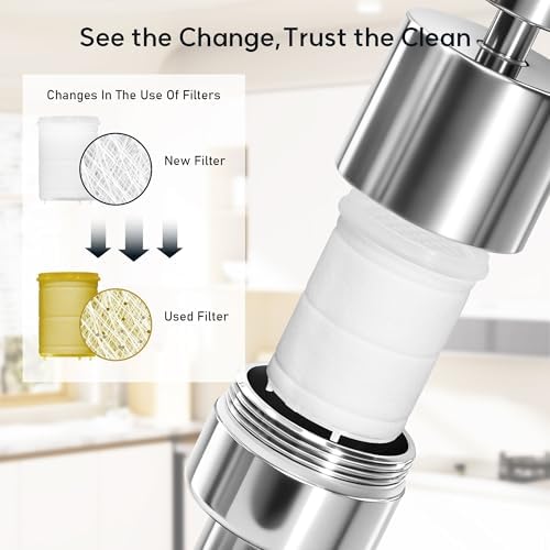 360° Twist Faucet Aerator, 304 Stainless Steel Water Filter for Sink Faucet, Reduces Heave Metal,Chlorine for Tap Water, Universal Filter Faucet for Kitchen & Bathroom, 7 Replacement Filters - Image 5