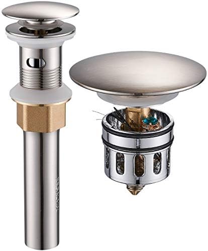 Vessel Sink Drain for Bathroom, Pop-up Drain With Detachable Basket Stopper, Anti-Explosion And Anti-Clogging Drain Strainer, Sink Drain Assembly With Overflow Brushed Nickel, REGALMIX RWF083J by REGALMIX