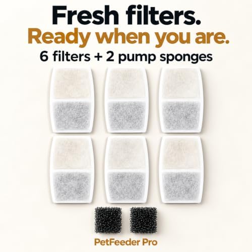 Replacement Filter for Stainless Steel Water Fountain, Pack of 6 Filters and 2 Sponges (WF01F) - Image 3