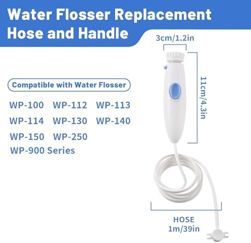Replacement Hose and Handle Parts Compatible with Waterpik Water Flosser WP-100 WP-140 WP-150 WP-900 Series Oral Irrigator, Plastic Handle, Oral Hygiene Accessories (Pause Button) - Image 3