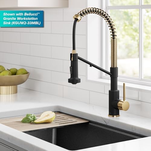 KRAUS Bolden 2-in-1 Commercial Style Pull Down Single Handle Water Filter Kitchen Faucet for Reverse Osmosis or Water Filtration System in Brushed Brass/Matte Black, KFF-1610BBMB - Image 2