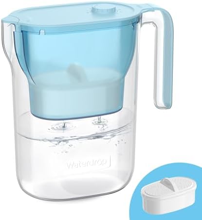 Waterdrop PT-05B-L Water Filter Pitcher, 7-Cup, NSF Certified, Blue by Waterdrop