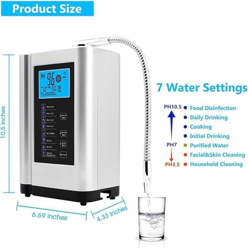 Alkaline Water Ionizer,Water Purifier Machine, Ph 3.5-10.5 Acid Alkaline Water Maker Machine, Up to -500mv Orp (Blue) - Image 7