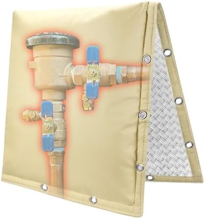 2-Way Opening Backflow Preventer Insulation Cover 5°F,Sprinkler Cover for Outside,5 Layers Waterproof 600D Sprinkler Valve Well Pump Cover for Winter Freeze Protection 24" W x 24" H, Khaki by HaoallBackflowCoversLLC
