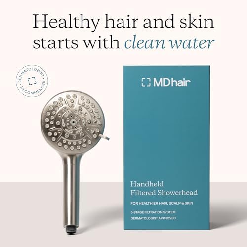 MDhair High Pressure Handheld 5-Stage Filtered Shower Head, Hard Water - Image 2