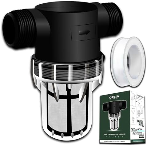 Inline Water Filter – 1" MNPT to MNPT, Fine Mesh Sediment Filter for Whole House, Under Sink, Shower, Washing Machine, Garden Hose, Well Water, Tap – Reusable Pre-Filter & Water Strainer by ORBON