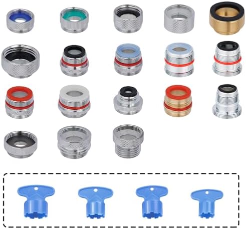 18pcs Faucet Adapter Kit, Brass Faucet Aerator Adapter Set Male Female by Greatcomfortathome