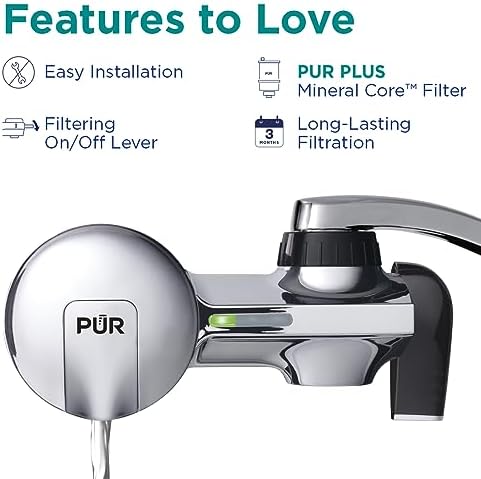 PUR PLUS Horizontal Faucet Mount Water Filtration System with 3-in-1 Lead Reducing Filter for Great-Tasting Filtered Tap Water, Lasts 100 Gallons, Fits Most Kitchen or Bathroom Faucets, Chrome - Image 4