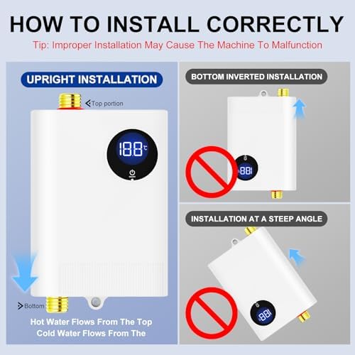 110V Tankless Water Heater Electric, YIHUIBF 3000W Tankless Electric Water Heater Instant, Under Sink Water Heater with Digital Display, On Demand Hot Water Heaters Electric for Kitchen Washin - Image 6