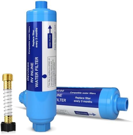 RV Water Filter, 2-Pack, Inline Hose Filter, NSF Tested Lead-Free by Devvicoo