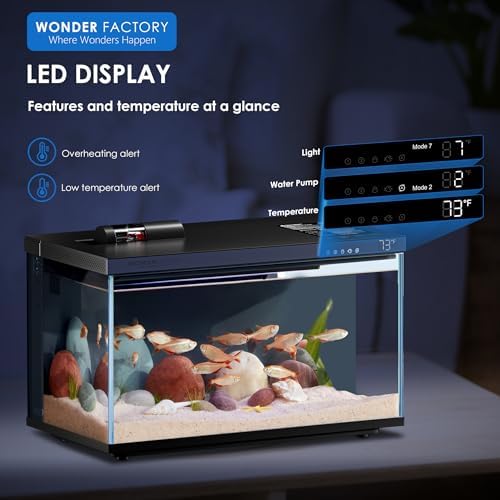 Wonderfactory Smart Aquarium Fish Tank 5 Gallon Starter kit, Self Cleaning System Efficiency Filter 7 Color LED Lights Automatic Feeder Temperature Display Monitor HD Glass, Smart Control with Apps - Image 5
