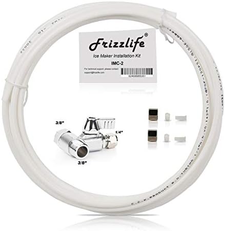 Frizzlife IMC-2 Ice Maker Fridge Water Line Installation Kit Fits For 3/8” Braided Hose Connection Braid Hose Connect Water Filter System by FRIZZLIFE