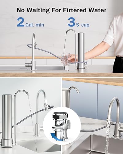Frizzlife SS99 Countertop Water Filter System, NSF 42&372 Certified 6-Stage Stainless Steel Water Filter for Sink Faucet Reduces 99.99% Lead, Chlorine, Heavy Metals, 8000 Gallons (1 Filter) - Image 6