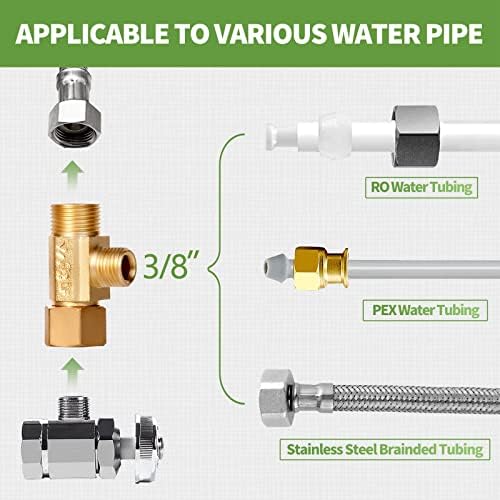 Lead-Free Brass 2 PCS 3/8 Inch Angle Stop Add-A-Tee Compression Tee Valve - Image 3