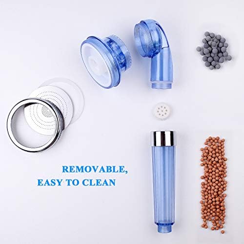Detachable Ionic Filter Shower Head, High Pressure Showerhead with 3 Setting, Water Saving and Purify Water Quality, Stone Filter Beads Handheld Shower for Dry Hair and Skin Spa - Image 2