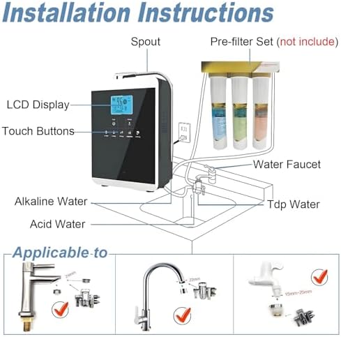 Alkaline Water Ionizer Purifier - Auto-Cleaning LCD Touch Filter, 5 Settings, Intelligent Voice, pH 3-11, 6000L Capacity for Healthy Home Drinking Water - Image 6