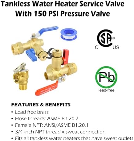 HYDRO MASTER Tankless Water Heater Valve Kit, Lead-Free Brass, NPT Thread x Sweat Connection - Image 5