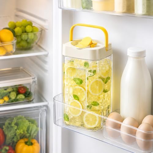 118oz Drink Dispenser for Fridge,Portable Water Pitcher for Fridge with Spigot,Sealed Plastic Drink Dispenser with Measurement Marks&Handle,Iced Tea Pitcher for Iced Tea,Juice,Daily Use,1 Pack - Image 5