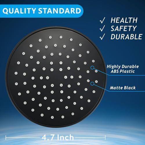 High Pressure Shower Head - 4.7“ Powerful Bathroom Pressure Boosting Rain Showerhead - Perfect Universal Replacement for Rainfall Shower Heads (Black) - Image 5