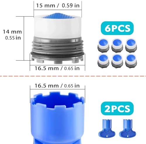Faucet Aerator M16.5/0.65in Suitable for Internal Thread Faucets, 6PCS Faucet Aerators Replacement for Sink Faucet Flow Restrictor, Kitchen Bathroom Aerators with Removal Wrench Tool - Image 3