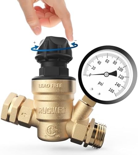 RVGUARD RV Water Pressure Regulator Valve With Adjustable Knob by RVGUARD