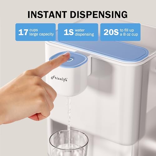 Frizzlife MD40 Electric Water Filter Dispenser with 2 Filters, 400 Gallon, NSF/ANSI 53&42&372, Reduce Lead, PFAS, 6 Months Filter Life Pitcher, Countertop Rechargeable Instant System - Image 6