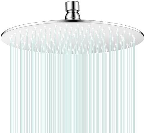 All Metal 10Inch Rain Shower Head - Heavy Duty Stainless Steel, Easy Install, High Water Flow, Ultra-Thin Modern Design for Bathroom (Chrome) by AULEEND
