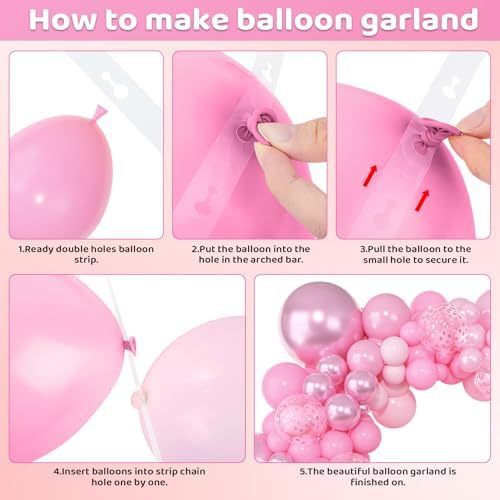 Amandir 153pcs Pastel Light Pink Balloon Garland Arch Kit Different Sizes - Image 3