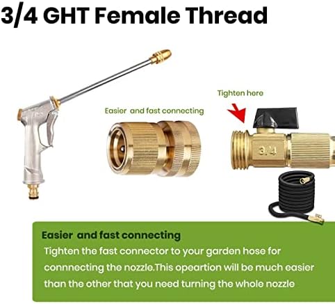 Garden Hose Nozzle, High Pressure Water Hose Nozzle Sprayer Head,fits 3/4” Garden Hose Thread,for Lawn & Garden,Washing Cars,Watering Garden,Cleaning,Showering Dogs&Pets - Image 2