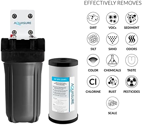 Aquasure Fortitude V2 Series Whole House Multi-Purpose Sediment/Carbon/Siliphos Anti-Rust & Scale Inhibiting Water Filter System, Small Size | Reduces Chlorine, Taste & More (AS-FS-25SPX) - Image 2