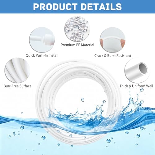 Refrigerator Water Line Kit, 1/4" OD 49.3 FT Water Supply Tubing - Image 3