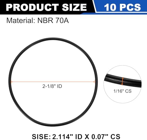 uxcell 10Pcs AS-034 NBR 70A O-Rings 2-1/8"ID x 1/16"CS/2.114"ID x 0.07"CS - Image 2