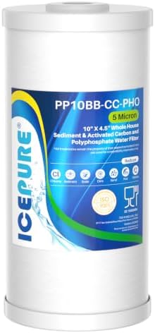 ICEPURE 5 Micron 10" x 4.5" Whole House Sediment Activated Carbon and Anti Scale Water Filter Compatible with GE FXHTC, GXWH40L, Whirlpool WHKF-GD25BB GXWH35F Dupont WFHD13001 RFC-BBSA W50PEHD, 1PACK by ICEPURE