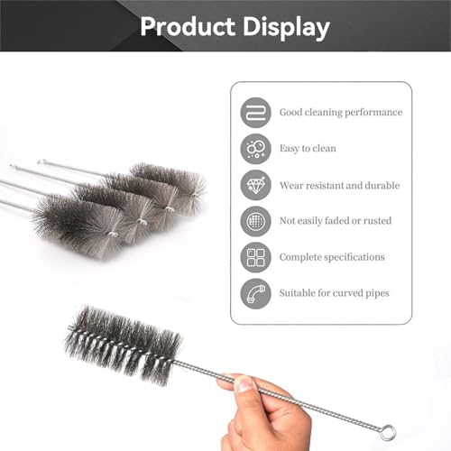 12 Inch Pipe Cleaning Brush Set with Stainless Steel Bristles, Steel Wire Tube Brush Kit for Auto Parts Polishing, Machining, Bottles, Tubes, Etc.（50mm-4pcs） - Image 3